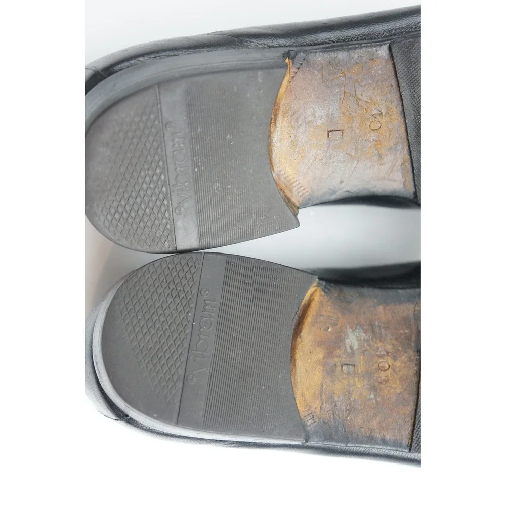 Gucci Horsebit Loafers 40.5 D Black Leather Web Stripe Vintage Good
